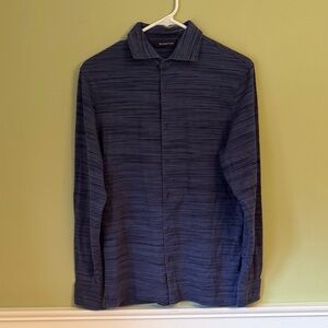 Bugatchi Button Up Casual Shirt Men’s S Long Sleeves Blue/navy Space Dye Stripes